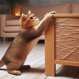 Gatto che graffia i mobili