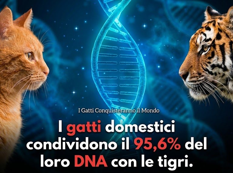 Scopri di più sull'articolo I gatti domestici condividono il 95% del loro DNA con le tigri